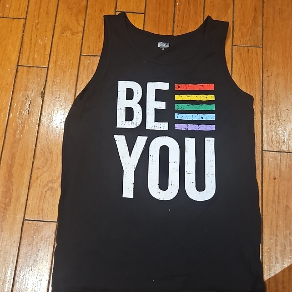 Old Navy Tops - Black 'Be You' Tank Top with Rainbow Stripes
